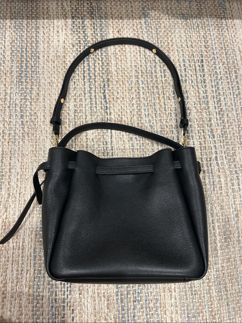 Tory Burch Black Pebbled Leather Shoulder Bag with Gold Hardware - Picture 2 of 11